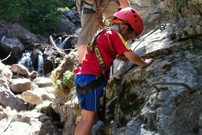 Via Ferrata summer alpine adventures with young children